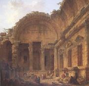 Interior of the Temple of Diana at Nimes (mk05), ROBERT, Hubert